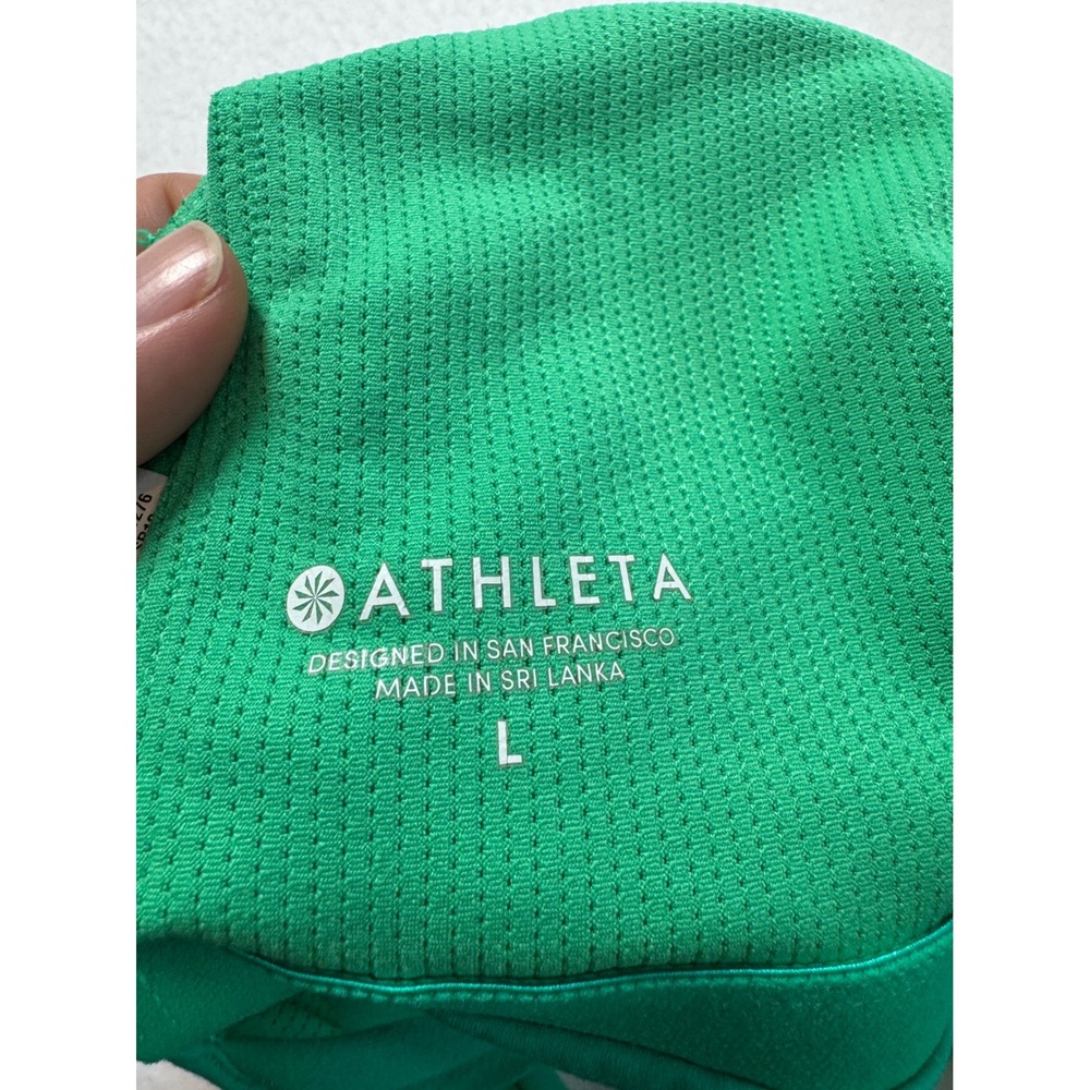 Athletic Athleta Women L Sports Bra Green High Neck Strappy Back 440938-03 SP19 - Picture 3 of 9